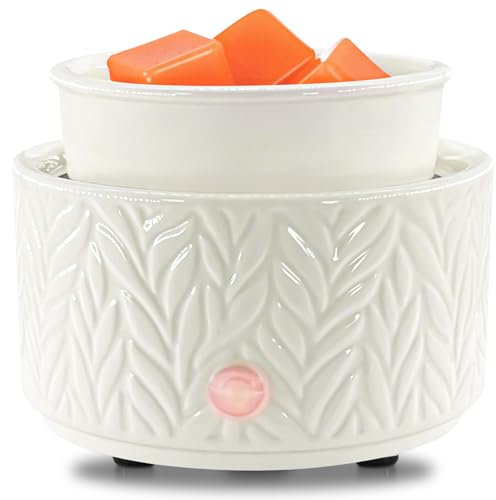 Electric Wax Melt Burner - Oil Burner Scented Melter Candle Warmer Burner, Ceramic 4-in-1 Wax Melts Warmer for Home Office Bedroom Aromatherapy Gift and Decor (White)