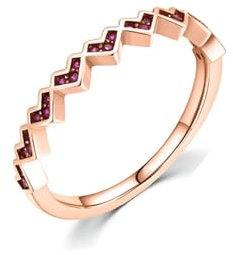 Bishilin Rubin Ring Echtgold 375, Ehering Damen Einzeln Herzen mit Rubin Trauringe Verlobungsringe für Frauen Große 51 (16.2)