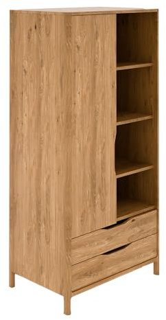Lomadox Kleiderschrank Schlafzimmerschrank, Wildeiche massiv geölt, montierte Lieferung, Massivholz/Echtholz, B/H/T ca. 95/188/60 cm