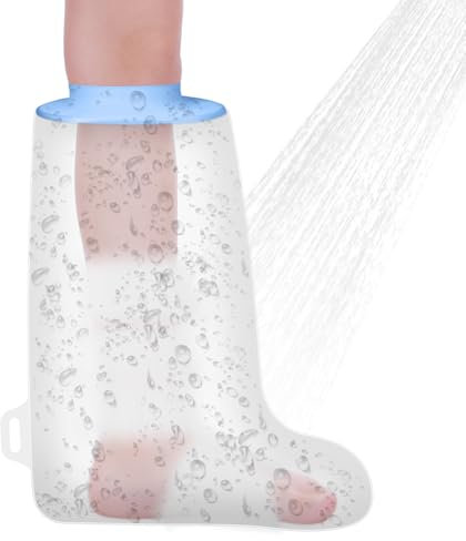 AOOWU Protezione Gesso Gamba, Riutilizzabile Protezione Piede, Copertura Impermeabile Gesso Gamba, Protezione Gesso Ginocchio, Piede e Alluce Rotti, Mantieni Ferite e Bende Asciutte il Bagno(bambino)