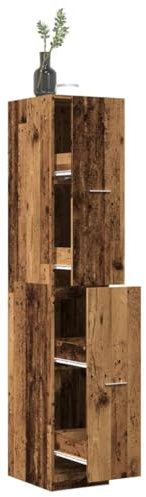 MOBCANT Apothekerschrank Altholz-Optik 30x41x174,5 cm Holzwerkstoff, Garderobenschrank Vorratsschrank Vitrinenschrank Büroschrank Geeignet für Büro Schlafzimmer Hotel Schule