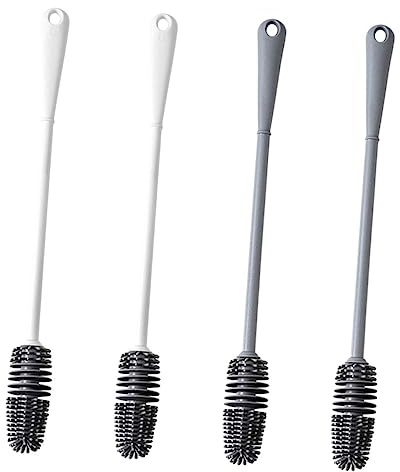 WRITWAA 1 Jeu Goupillon Silicone Long Manche pour Nettoyage De Bouteilles pour Bouteilles Couleurs 4 Pièces