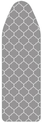 DURA HOME Premium Ironing Board Cover – 2 sizes, 100% Cotton + 3 mm Foam Pad – Heat-Reflective, with Adjustable Drawstring Fastener (Ornament, L (148x52 cm))