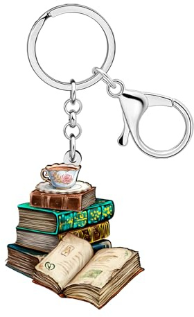 NEWEI Porte-clés Acrylique Vintage en Forme de Livre Cadeaux pour les Amoureux des Livres Femmes Filles Lectrices Bibliothécaires Sacs à Main Accessoires