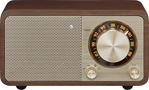 SANGEAN WR-7 Plus (2. Generation) – Kompaktes Retro Radio mit Bluetooth Lautsprecher, FM-Empfang, integriertem Akku, tragbares Design & Echtholz-Gehäuse, Vintage Walnuss