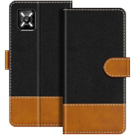 UOGNADGD Leder-Flip-Portemonnee-Hülle Kompatibel mit Crosscall Core-M6 Chamonix-Mont-Blanc Handyhülle mit Kartenhaltern, RFID-Blockierung, Magnetverschluss & Kickstand (Schwarz)
