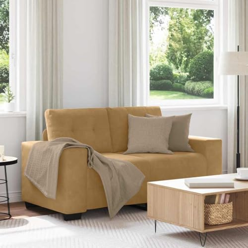 Ziaphsol Zweisitzer-Sofa, Braun Samt, 160 cm breit, gepolstert, für Wohnzimmer, Schlafzimmer, Robustes Gestell, modernes Design