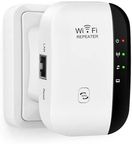 WiFi Extender, WiFi Repeater WiFi Signal Booster to 3000sq.ft and45+ Devices, Wireless Signal Amplifier 2.4GHz 300Mbps Band up to Internet Range Booster with Integrated Antennas LAN Port, Easy Setup