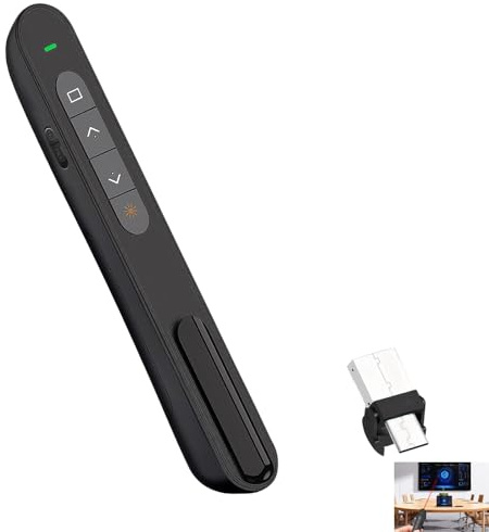 USB & USB-C Clicker for Powerpoint, Presentation Clickers 2 in 1 Wireless Presenter, 2.4GHz Remote with Red Laser, Hyperlink, Volume Control, Compatible with Mac PC Laptop Google Slides Prezi PDF, MS
