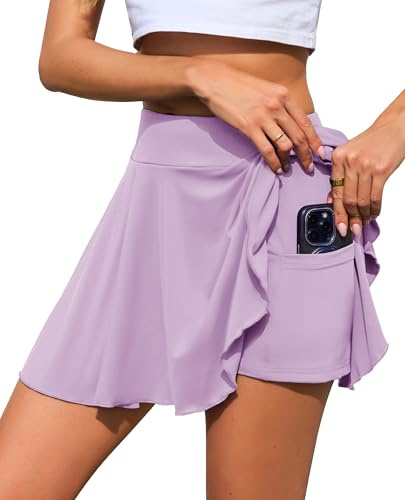 Lovasy Gonna da Tennis Donna con Pantaloncini e Tasche Gonna Sportiva Plissettata Gonne da Golf a Vita Alta Gonna Corta da Corsa per Allenamento Running e Casual