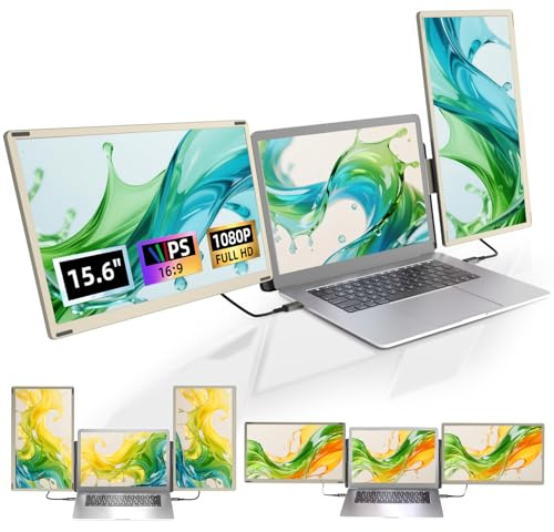 Newwin Laptop Screen Extender Monitor 15.6 FHD 1080P IPS Triple Screen Clip on Laptop Detachable Monitor Extender Multi Screen Extra Display for 13.3-17 Laptops Compatible with Windows Chrome