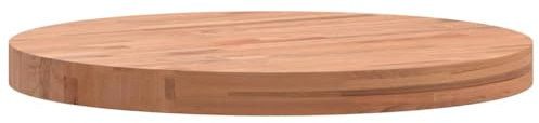 mtlskopl Tischplatte Ø 50 cm Rund Massivholz Buche - 4 cm Dicke Holzplatte für Bistrotisch, Stehtisch & Beistelltisch - Hochwertige Ersatztischplatte Naturholz Massiv