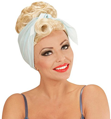 Amakando Pin Up Girl Damenperücke Damen Rockabilly Perücke blond 50s 60s Faschingsperücke 50er 60er Jahre Frauenperücke Kostüm Kleidung Zubehör Fastnacht Rockabella Karnevalsperücke