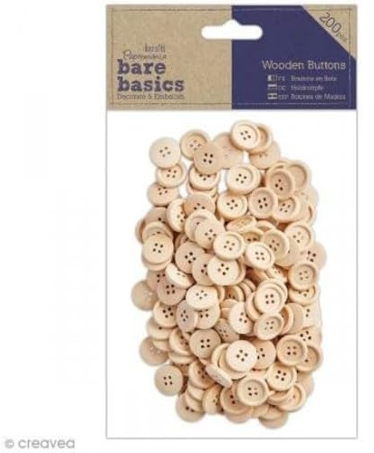 Bare Basics Wooden Buttons, Natural, One Size