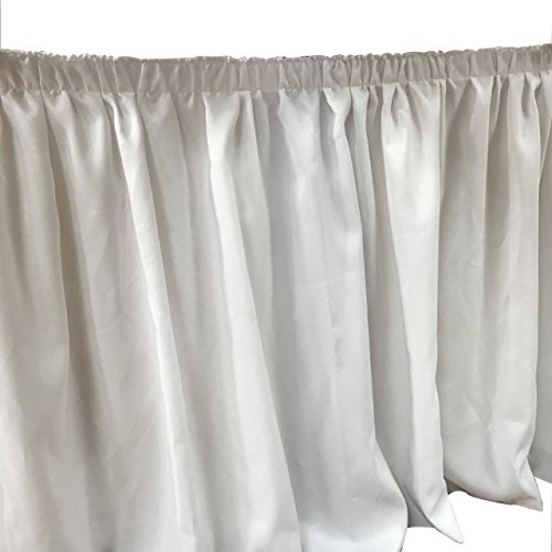 Stoff-Kollektion - Tischrock Weiß 4m Länge – Elegante Tischdecken Ergänzung für Hochzeiten, Taufen, Geburtstage & Events – 100% Polyester – Mit Flauschband für einfache Befestigung & Plisseefalte