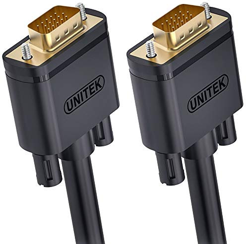 UNITEK Cable VGA de 8 m, 1080P VGA/SVGA Video Monitor coaxial Alargador HD con 2 filtros de ferrita/contactos dorados/15 pines HD macho, compatible con proyectores, Hdtvs, pantallas Y-C512G