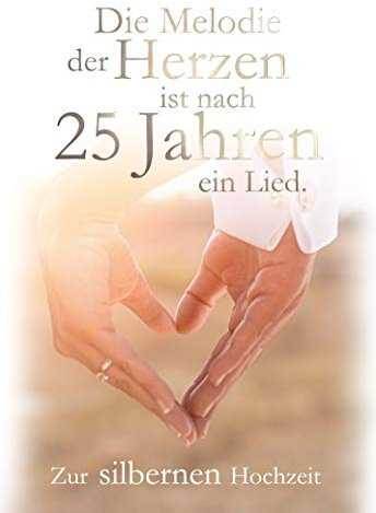 KE - Exklusive Silberhochzeit Karte, 25. Jubiläumsfeier Einladung, B6 Format mit Umschlag, Geschenk für Paare - Motiv: Melodie