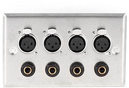 N/A Panneau de Plaque Murale pour Haut-Parleur 4X XLR 4X 1/4 Pouce 6.35MM Prise Jack
