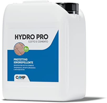 CAMP Hydro Pro Eco Cotto e Cemento- Idrorepellente Impregnante per Cemento e Cotto a Azione Protettiva, Previene la Formazione di Muffa e Muschi Senza Alterare le Superfici Trattate, Made in Italy, 5l