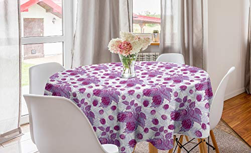 ABAKUHAUS Natur Runde Tischdecke, Vivid Rasberries AST, Kreis Tischdecke Abdeckung für Esszimmer Küche Dekoration, 150 cm, Violett und Lila