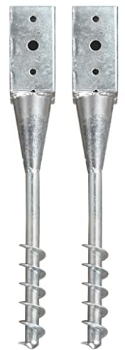 vidaXL 2x Picas de Tierra Punta Lanza Estaca Clavijas de Suelo Jardín Terraza Patio Parque Aire Libre Acero Galvanizado Plateado 7x7x56 cm