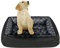 SuperKissen24. Hundebett Hundekorb Hundesofa Tierbett für Kleine, Mittlere und Grosse Hunde - Waschbar - Größe M - Schwarz und Grau - Pfoten aus flachs