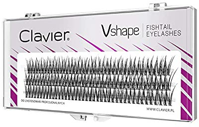 Clavier Künstliche Wimpern in Büscheln V-Shape Fishtail, Längen 12 mm | Fishtail Wimpern, Kardashian Effect | Natürlich aussehend, für einen einmaligen 3D-Effekt