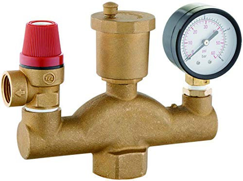 Kessel Sicherheitsgruppe Sicherheitsventil Heizung Entlüfter Manometer, Ausführung:Sicherheitsgruppe 2