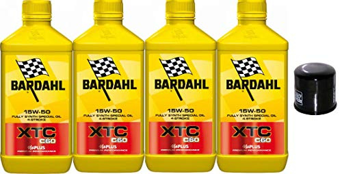 4 LITRI OLIO MOTO BARDAHL XTC C60 15W50 + FILTRO HIFLO HF153 MOTO DUCATI MONSTER HYPERMOTARD MULTISTRADA