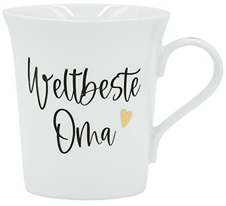 Him & I® - Weltbeste Oma Tasse mit Echtgold Veredelung - Geschenkidee für Omi - 340 ml - Porzellan Tasse - Kaffeetasse - Kaffeebecher - Geschenk für die Großmutter, Mama & beste Freundin