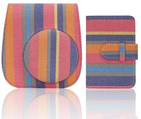 Frankmate Custodia per fotocamera istantanea compatibile con Fujifilm Instax Mini 11/9/8/8 + custodia in pelle PU con tasca e tracolla regolabile Mini album fotografico