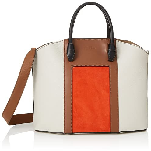 Furla Miastella Tote Bag L Tangerine + Perla e + Cognac h