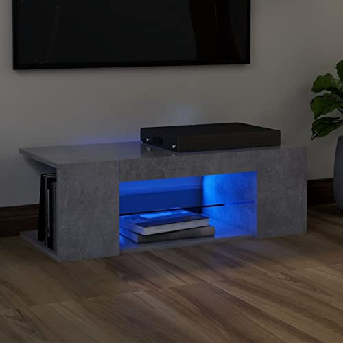 Tidyard Catherinol Meuble TV Support de télévision Console de Rangement Meuble TV Salon Moderne Table Télévision Meuble TV avec lumières LED Gris béton 90x39x30 cm