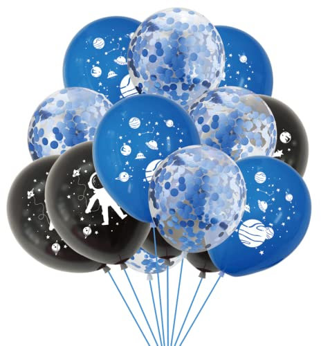 POPOYU 15 Stück Planeten Geburtstagsdeko,12 Zoll Weltraum Kindergeburtstag Party Ballons Astronaut Luftballon Kindergeburtstag Planeten Latexballons Deko für Astronaut Weltraum Geburtstag Party Dekor
