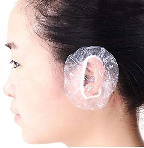100pcs Waterproof Ear Covers Caps Plastic Ear Protectors Tool Disposable Hair Dye Shower Bathing Earmuffs Shower Caps