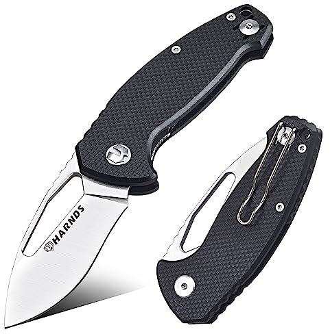 Harnds Seal Klappmesser, Klapp Taschen Messer mit 68mm Japan AUS-8 Stahl Klinge und Rutschfester G10 Griff,Einhandmesser mit Clip und Klingenverriegelung fur selbstverteidigung Outdoor (Schwarz)