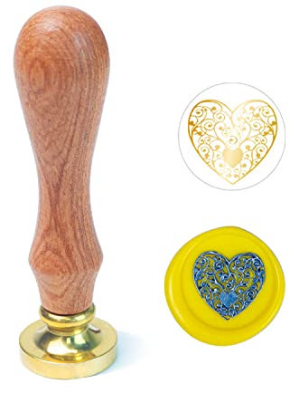 Wachs-Siegel-Stempel, ANBOSE Blumen-Siegel-Wachs-Stempel mit abnehmbarem Messingkopf Holzgriff, Herz-Wachs-Siegel-Stempel für Umschlag-Siegel-Wachs