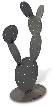 Planchaelec - Cactus Métal Figuier - Décoration Extérieure - Jardin Ou Terrasse - À Fixer Au Sol - Made in France - Brut - 85cm