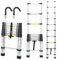 Ikodm Scala telescopica in alluminio con gancio rimovibile 3,8 m, scala allungabile, in alluminio antiscivolo, scala multiuso allungabile, portata 150 kg