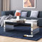 blingworld Couchtisch Silber Rechteck Glas Wohnzimmertisch, Modern Verspiegelte Sofatisch Glastisch, Einfache Aufbau, 100 x 55,3 x 42,7cm