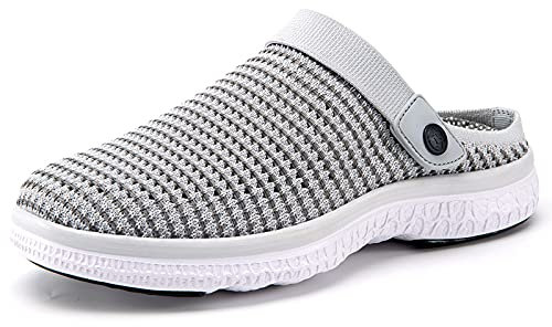 Sisttke Zuecos Unisex Sandalias de Playa Respirable Clogs Ligeros para Hombre Mujer Pantuflas, Gris Claro Puro, 39 EU