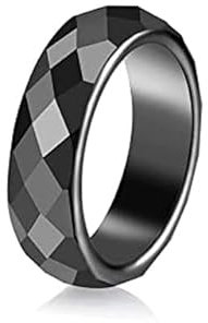 Glatter schwarzer Hämatit-Ring für Frauen Männer Schmuck Paar einfaches Geschenk Naturstein flach Nicht magnetisch