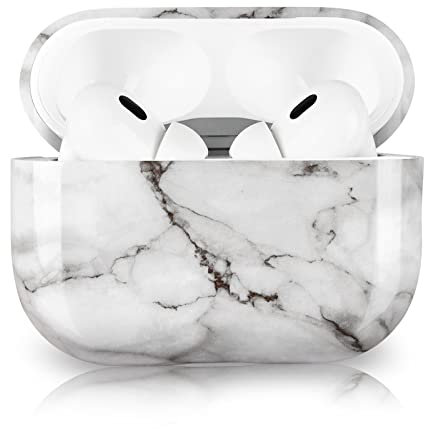 Newseego AirPods Pro 2 2022 Hülle für Mädchen Frauen, Stilvolle und Exquisite Marmormuster Harte PC-Hülle für Airpods Pro 2.Generation Tragbare Stoßfeste Schutzhülle für AirPods Pro 2 Ladehülle-Weiß