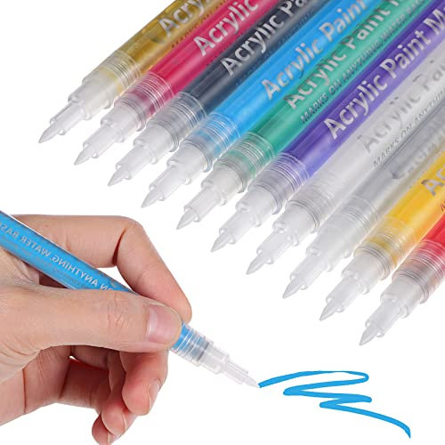 Operitacx 10 Stk Acrylmarker Metallische Feine Spitze Silberner Stift Scrapbook-stift Acrylfarben-marker Nagelbürsten Aus Acryl Marker Für Tassenfarbe 3d Glas Zeichenstift Acrylsäure
