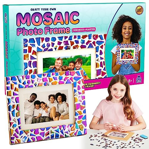 PURPLE LADYBUG Decorate Your Own Photo Frame Mosaic Kit - Mosaic Kits for Children Ages 6-12, Art and Crafts for Girls Ages 7-12, & Girls Birthday Presents