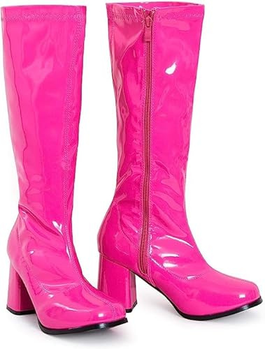 BloomFashion® New Women’s 1960’s 70’s Retro Knee-High Long Heel Boots Ladies Fancy Dress Party Go Go Boots With Side Zip Closure Size 3-12 UK (Fuchsia, 5Uk)