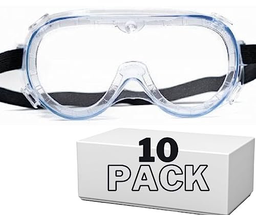 Graff-City Gafas de seguridad PPE transparentes para construcción, carpintería, bricolaje, trabajo de laboratorio, protegen contra salpicaduras de líquidos, polvo y escombros, rejillas de ventilación