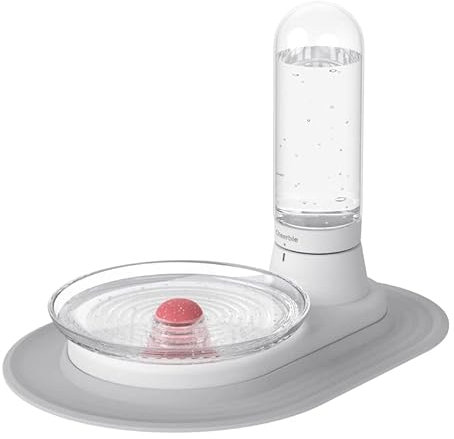 Fuente para Gatos y Perros Fuentes de Agua automáticas for Mascotas Gravedad No eléctrico Nivel de Agua Visible Fuentes de Agua Potable silenciosas con Plato de Vidrio Bebedero Gatos