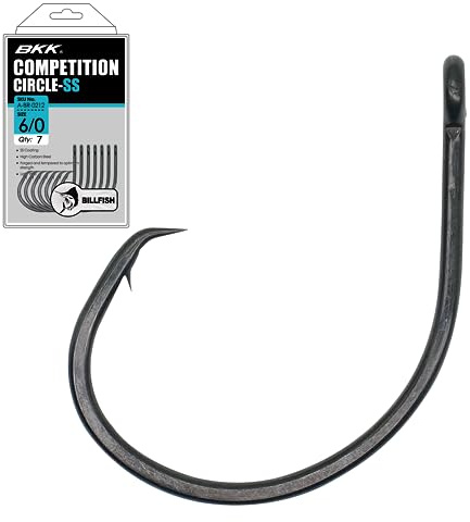 BKK Competition Circle-SS Haken, 8/0, Salzwasser-Supergleitbeschichtung, Inline-Nadelhaken, geschmiedeter Schaft, Lebendköder, 5 Stück