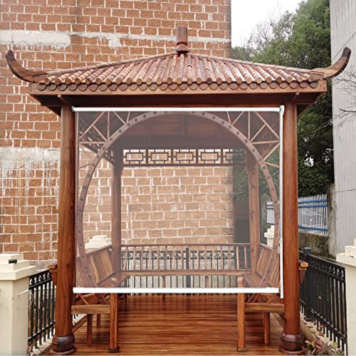 Zlovne Durchsichtige Rollos,Transparent Wasserdichtes Roll-Up-Rollo,Terrasse Klar Vinyl Rollläden,Staubdicht Regenschutz Wärmeisolierung Außenrollo Seitenrollo,Dicke 0,5 mm (W150xH160cm/W59 xH63)